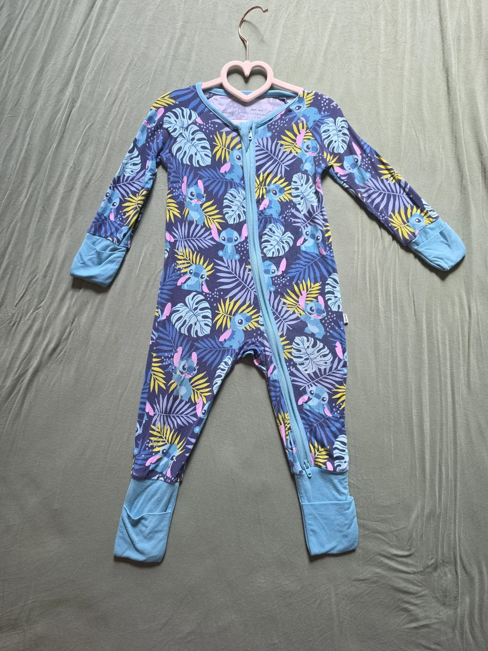 Little Sleepies Purple Tropical Zip Footie with Blue Trim